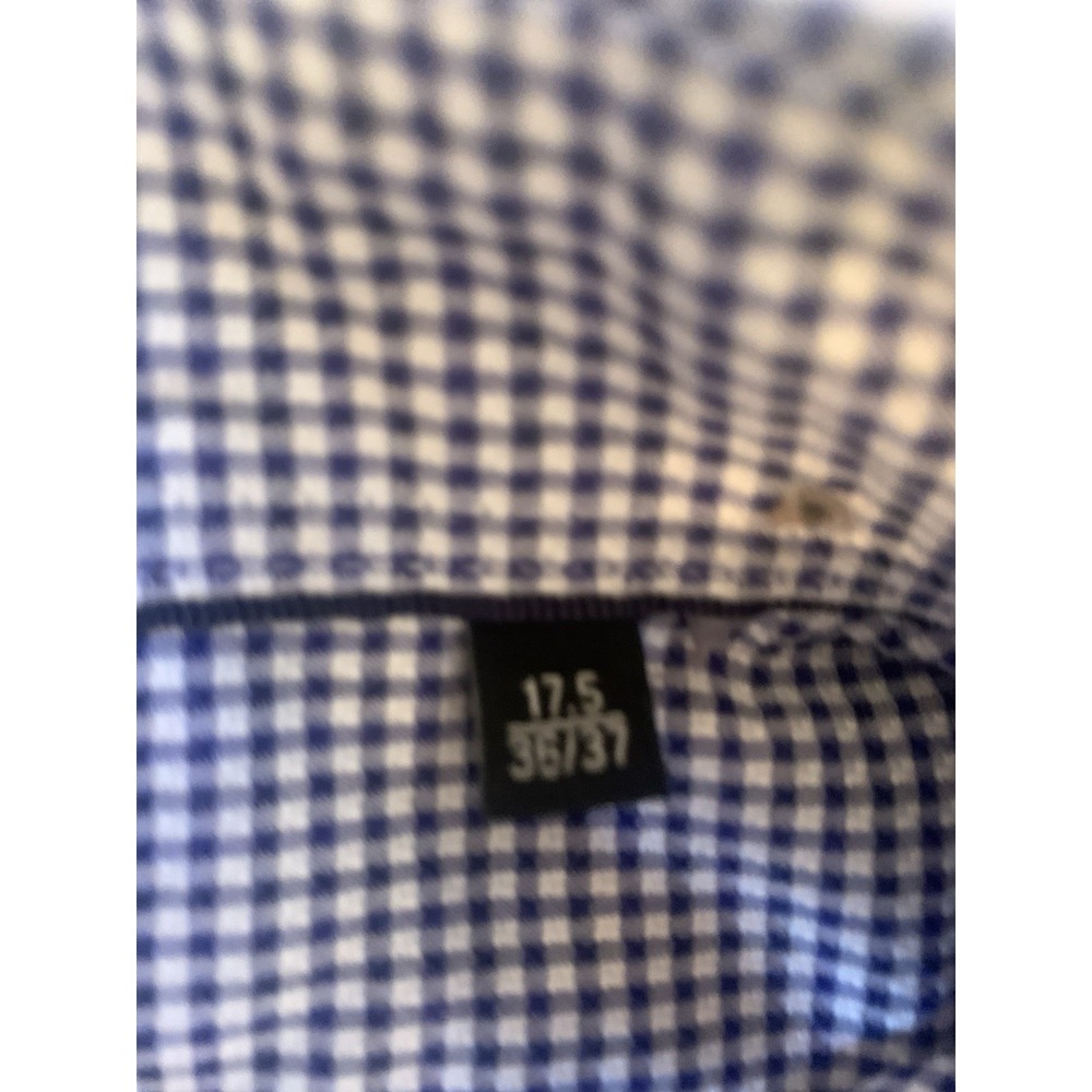 Bugatchi Shirt Men Blue Check 17.5 36-37 Classic Fit Long Sleeve - Picture 4 of 11
